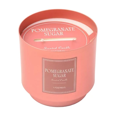 Pomegranate Sugar Scented Pink Metal Jar Candle, 17 oz