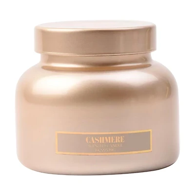 Cashmere Scented Tan Glass Jar Candle with Glass Lid, 19 oz