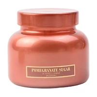 Pomegranate Sugar Scented Pink Glass Jar Candle with Glass Lid, 19 oz