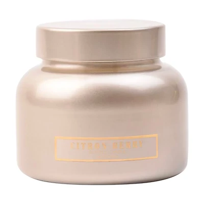 Citron Berry Scented Grey Glass Jar Candle with Glass Lid, 19 oz
