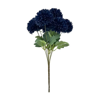 Fall Harvest Blue Artificial Chrysanthemum Bush, 14 in