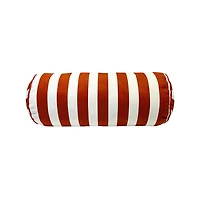 White and Orange Striped Cylinder Bolster Pillow, 14x6 in