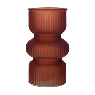 Orange Frosted Glass Retro 3-Tier Vase, 7 in