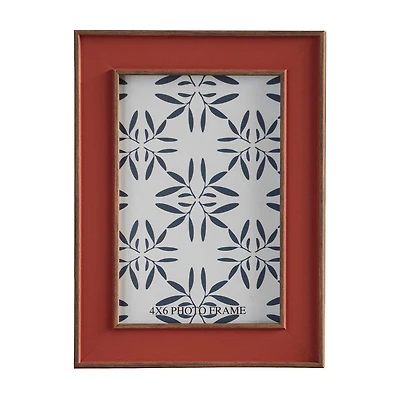 Orange Photo Frame with Blue Patterned Mat, 4x6 in