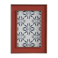Orange Photo Frame with Blue Patterned Mat, 4x6 in