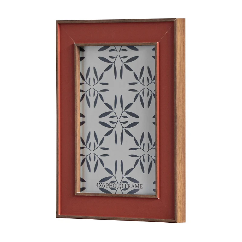 Orange Photo Frame with Blue Patterned Mat, 4x6 in