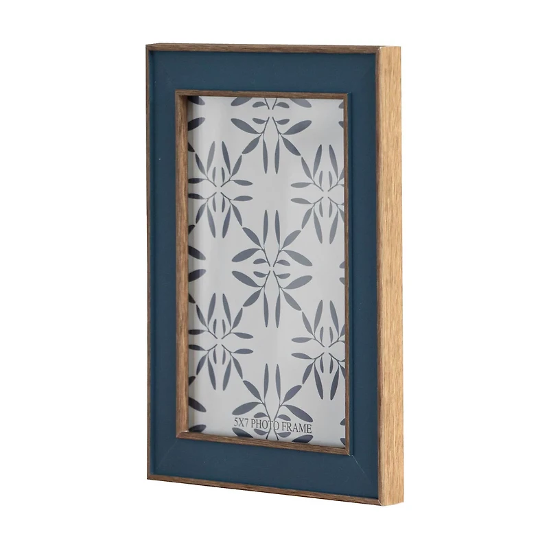 Blue Photo Frame with Patterned Mat, 5x7 in
