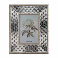 White and Wood-Tone Cross-Embossed Photo Frame, 4x6 in