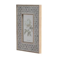 White and Wood-Tone Cross-Embossed Photo Frame, 4x6 in