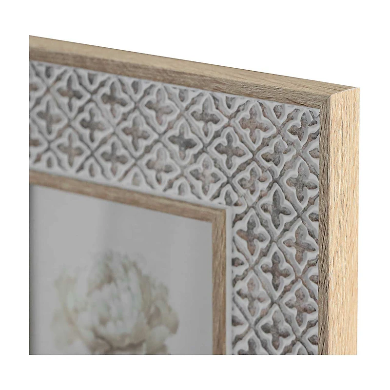 White and Wood-Tone Cross-Embossed Photo Frame, 4x6 in