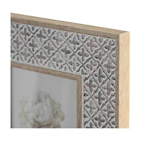 White and Wood-Tone Cross-Embossed Photo Frame, 4x6 in