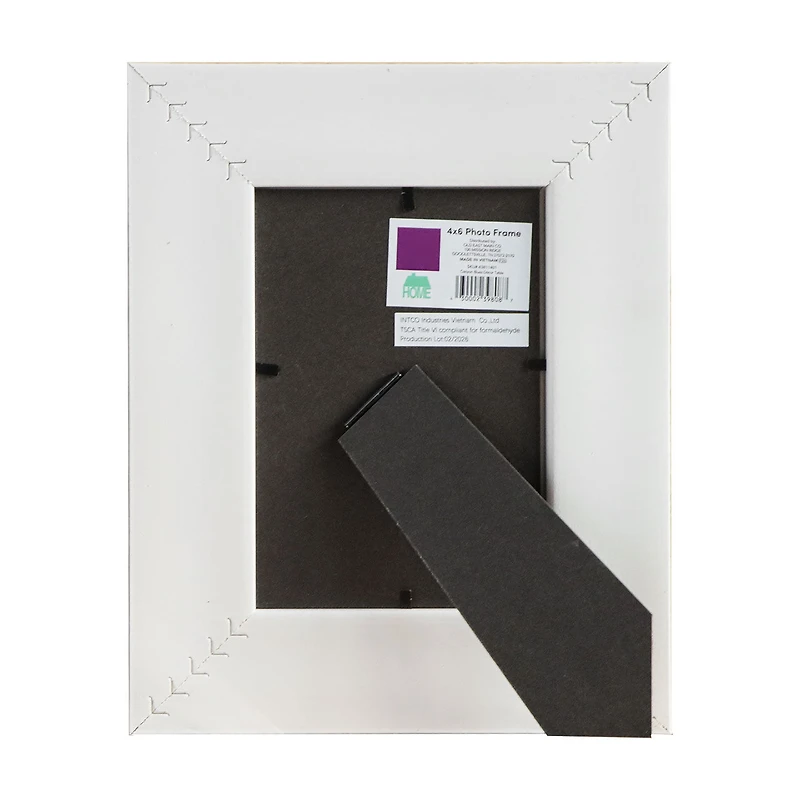 White and Wood-Tone Cross-Embossed Photo Frame, 4x6 in