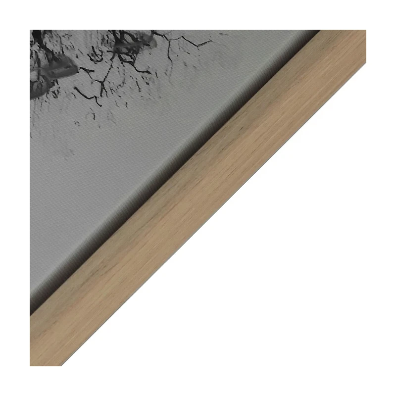 Summer Wintery Snow Tree Canvas Art with Wood Grain Frame, 15x30 in