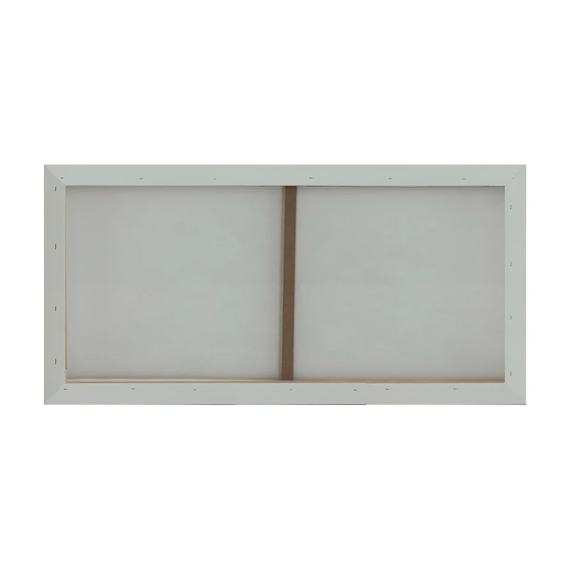 Summer Wintery Snow Tree Canvas Art with Wood Grain Frame, 15x30 in