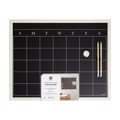 White Wash Frame Chalk Calendar, 16x20 in