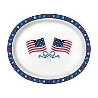 Patriotic Red, White and Blue Oval Paper Plates, 8 ct