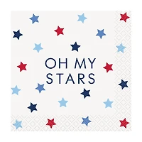 "Oh My Stars" Patriotic Paper Beverage Napkins, 16 ct