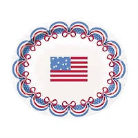 Patriotic Red, White and Blue Plastic Traditional Oval Plates, 8 ct
