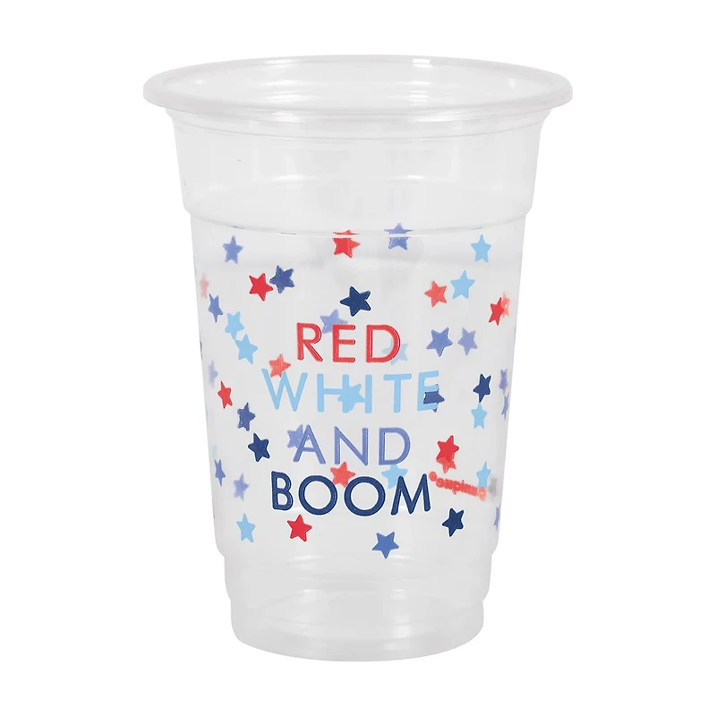 "Red White & Boom" Plastic Cups, 16 oz, 8 ct