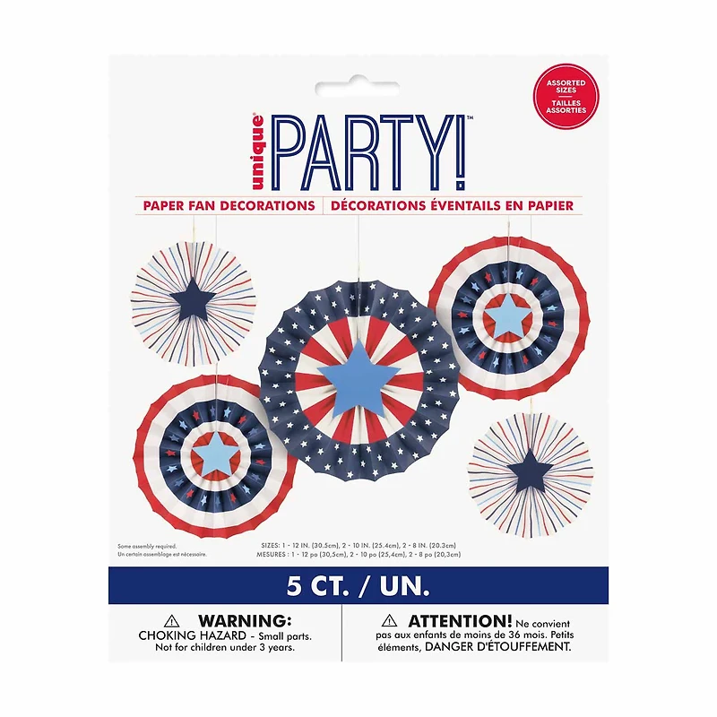 Unique Party Paper Fan Kit, 5 ct