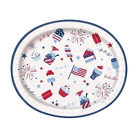 Patriotic Red, White and Blue Oval Party Plates, 8 ct, 12 in
