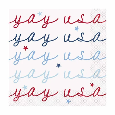 "Yay USA" Patriotic Paper Luncheon Party Napkins, 16 ct