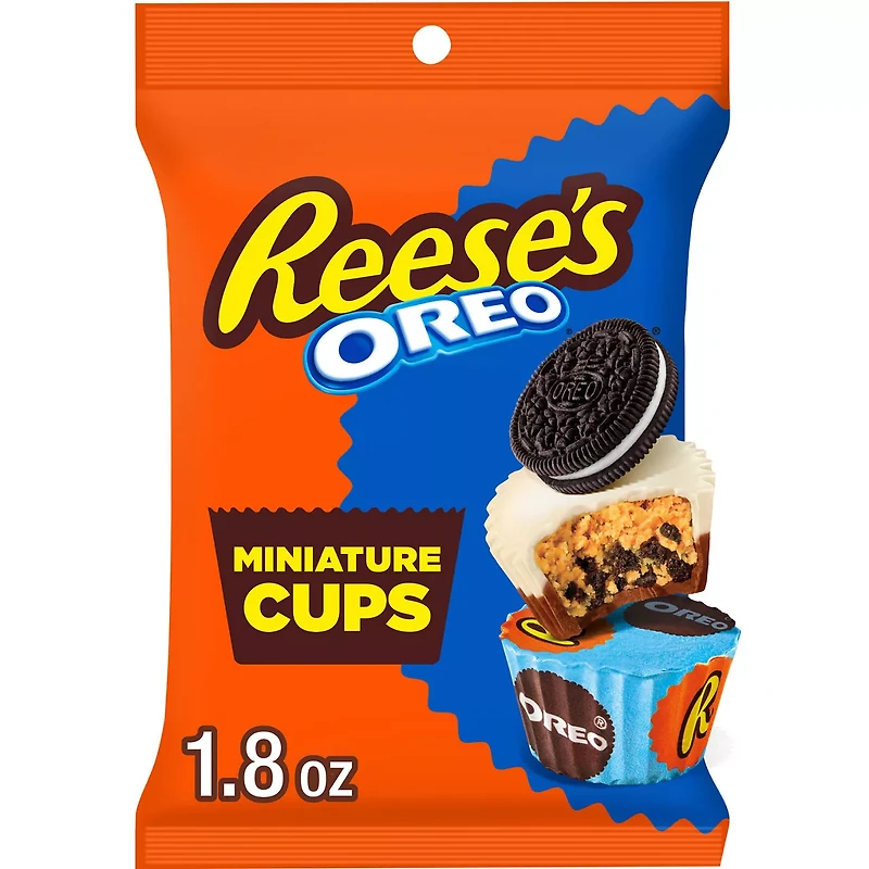 REESE'S OREO® Miniatures Milk Chocolate and White Creme Peanut Butter Cups, Candy Bag, 1.8 oz