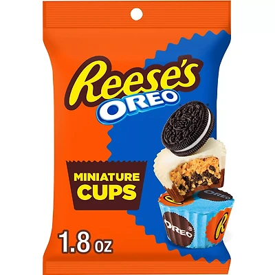 REESE'S OREO® Miniatures Milk Chocolate and White Creme Peanut Butter Cups, Candy Bag, 1.8 oz