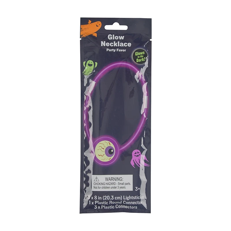 Halloween Eyeball Glows in the Dark Party Favor Necklace