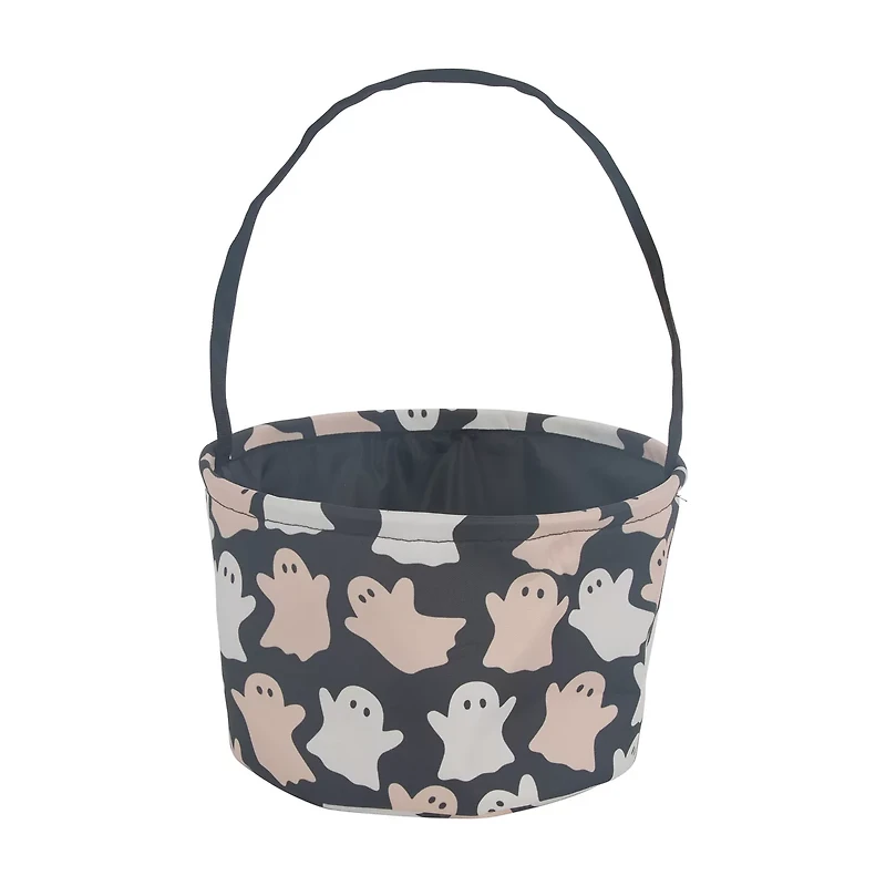 Halloween Ghost Printed Fabric Black Treat Basket