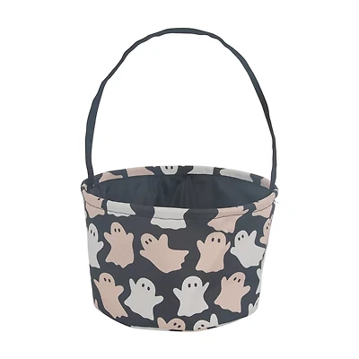 Halloween Ghost Printed Fabric Black Treat Basket