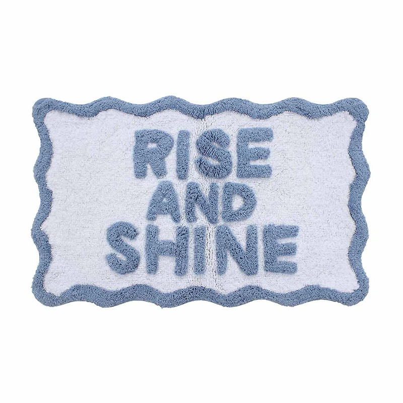 Summer "Rise and Shine" Blue Cotton Bath Rug, 18x28 in