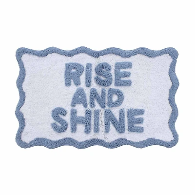 Summer "Rise and Shine" Blue Cotton Bath Rug, 18x28 in