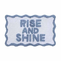 Summer "Rise and Shine" Blue Cotton Bath Rug, 18x28 in