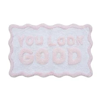 Summer "You Look Good" Pink Cotton Bath Rug, 18x28 in