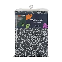 Halloween Glow in the Dark PEVA Spider Web Printed Tablecloth, 52x70 in