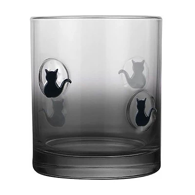 Halloween Black Gradient Black Cat Glass Tumbler