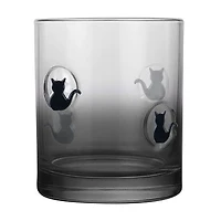 Halloween Black Gradient Black Cat Glass Tumbler