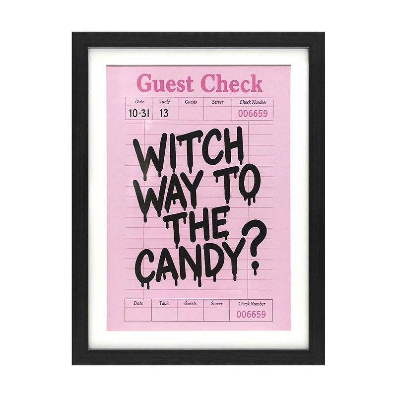 Halloween Pink "Witch Way to the Candy?" Guest Check Wall Art, 12x16 in