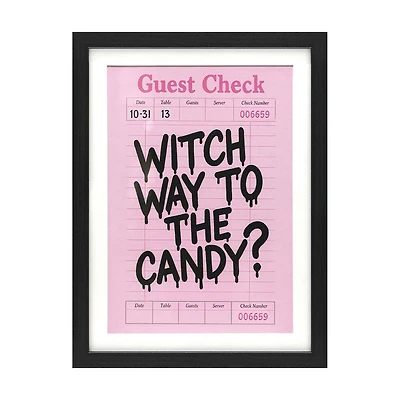 Halloween Pink "Witch Way to the Candy?" Guest Check Wall Art, 12x16 in