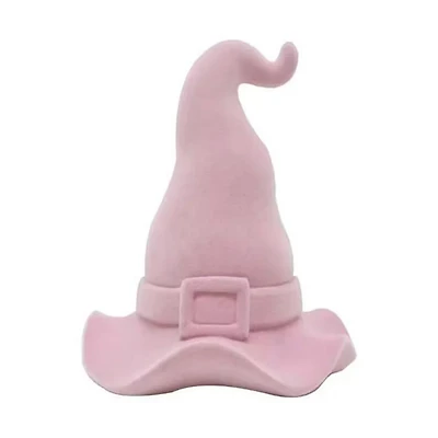Halloween Flocked Pink Witch Hat