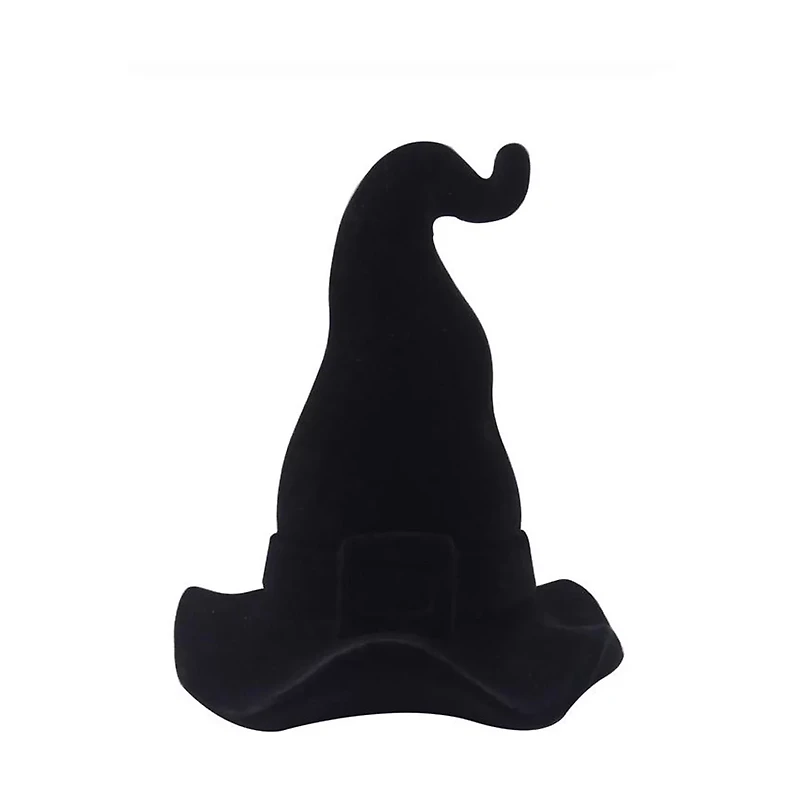 Halloween Flocked Black Witch Hat