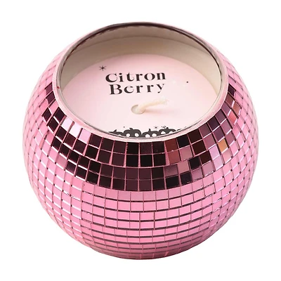 Halloween Pink Citron Berry Scented Disco Ball Glass Candle, 10 oz