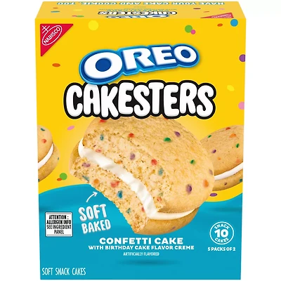 OREO Cakesters Confetti Cake Soft Snack Cakes, 5 - 2.02 oz Snack Packs