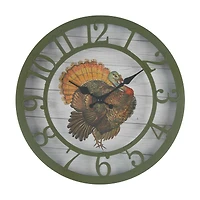 Holly Williams Fall Round Turkey Wall Clock, 12 in
