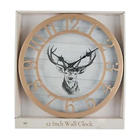 Holly Williams Fall Round Deer Wall Clock Décor, 12 in