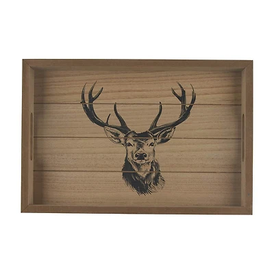 Holly Williams Fall Deer Print Rectangular Wood Tray, 10x15 in