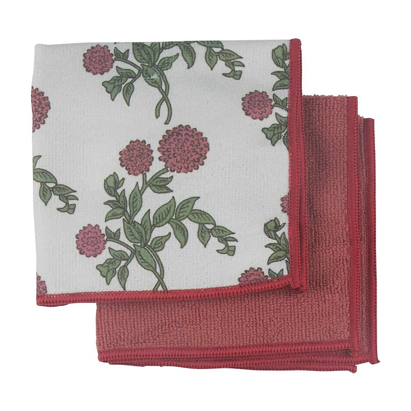 Holly Williams Red Floral Dishcloth Set, 12 in x 12 in, 2 pack