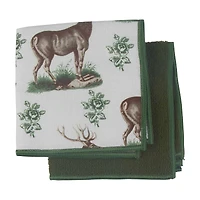 Holly Williams Green Deer Print Dishcloth Set, 12 in x 12 in, 2 pack