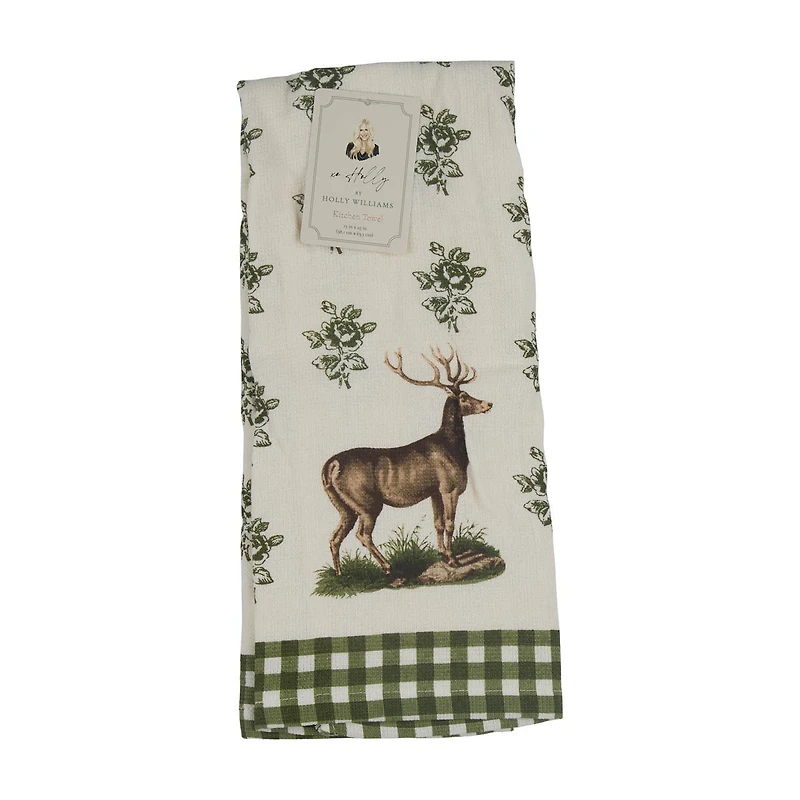 Holly Williams Fall Deer Print Kitchen Towel, 15x25 in